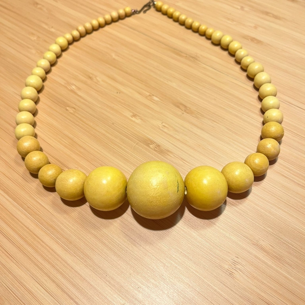 Vintage Yellow Wooden Necklace